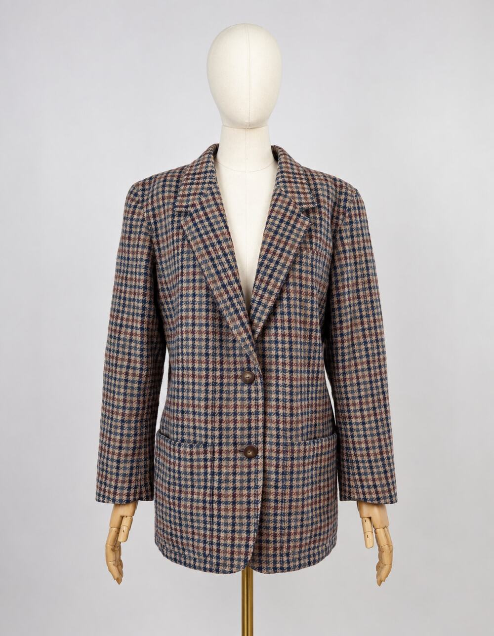 Vintage Lizsport 100% Wool Plaid Tailored Blazer Size 8 Heritage Preppy Jacket
